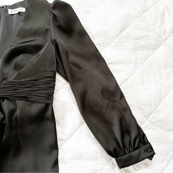 IEENA FOR MAC DUGGAL Evening Ruched Plunging Neck Jumpsuit Black 12 NWOT NEW - Picture 4 of 10